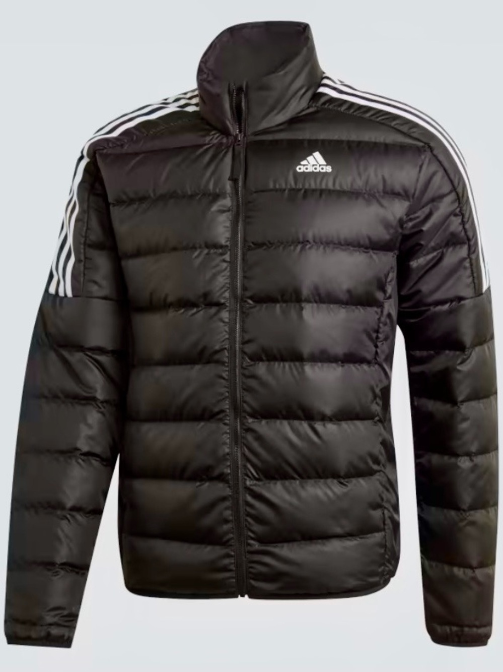 Adidas Essentials Down Puffer Jacket Men’s Medium Black White 3-Stripes GH4589